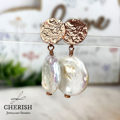 Inara Coin Pearl Stud Earrings