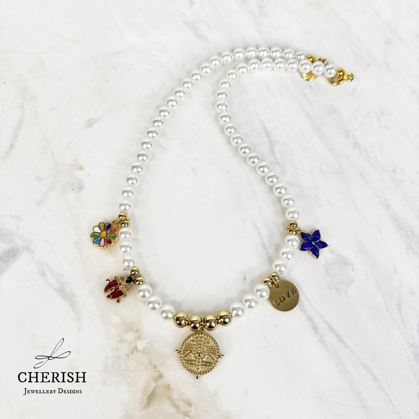 Lalita Pearl Necklace - Gold Coin