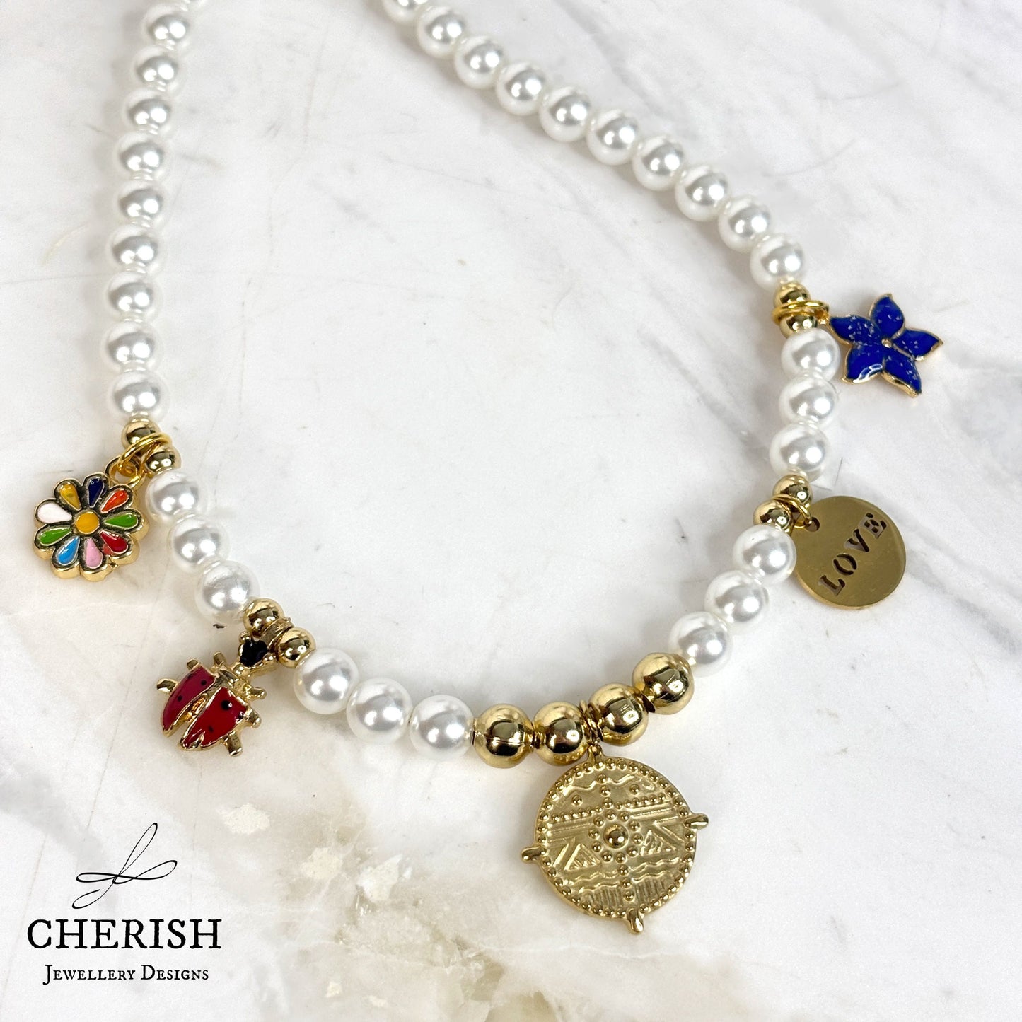 Lalita Pearl Necklace - Gold Coin