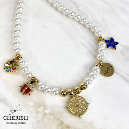 Lalita Pearl Necklace - Gold Coin