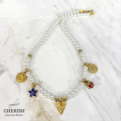 Lalita Pearl Necklace - Gold Heart