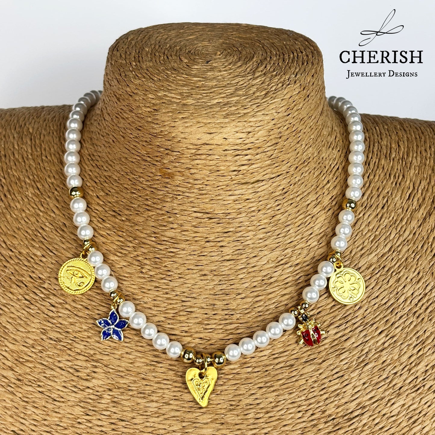 Lalita Pearl Necklace - Gold Heart