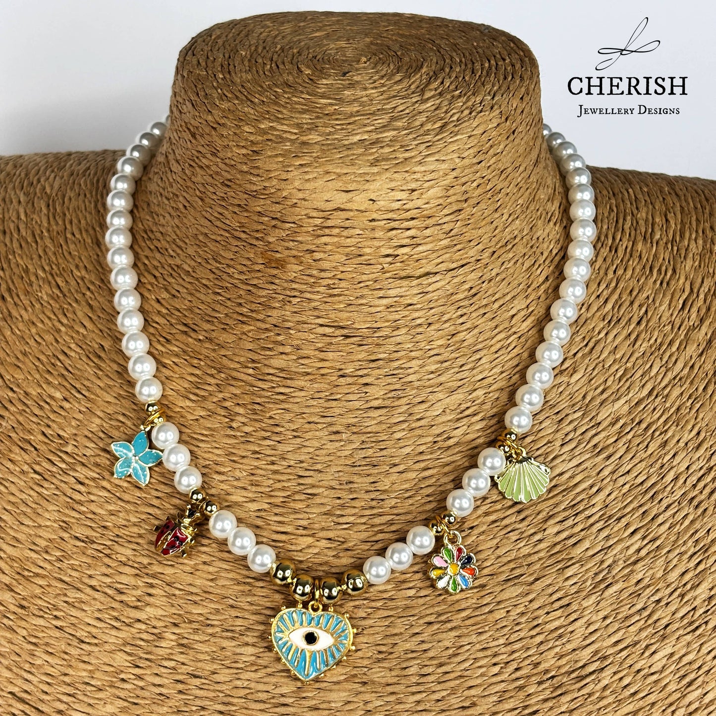 Lalita Pearl Necklace - Turquoise Evil Eye