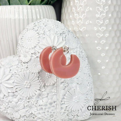 Cove Organic Shaped Resin Hoop Earrings