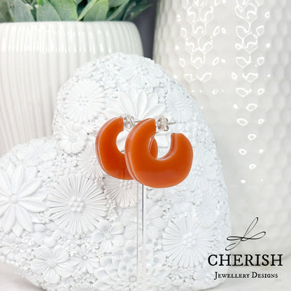 Cove Organic Shaped Resin Hoop Earrings