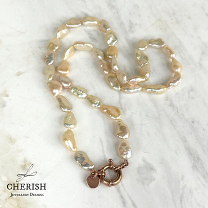 Pavetta Pink Baroque Pearl Necklace