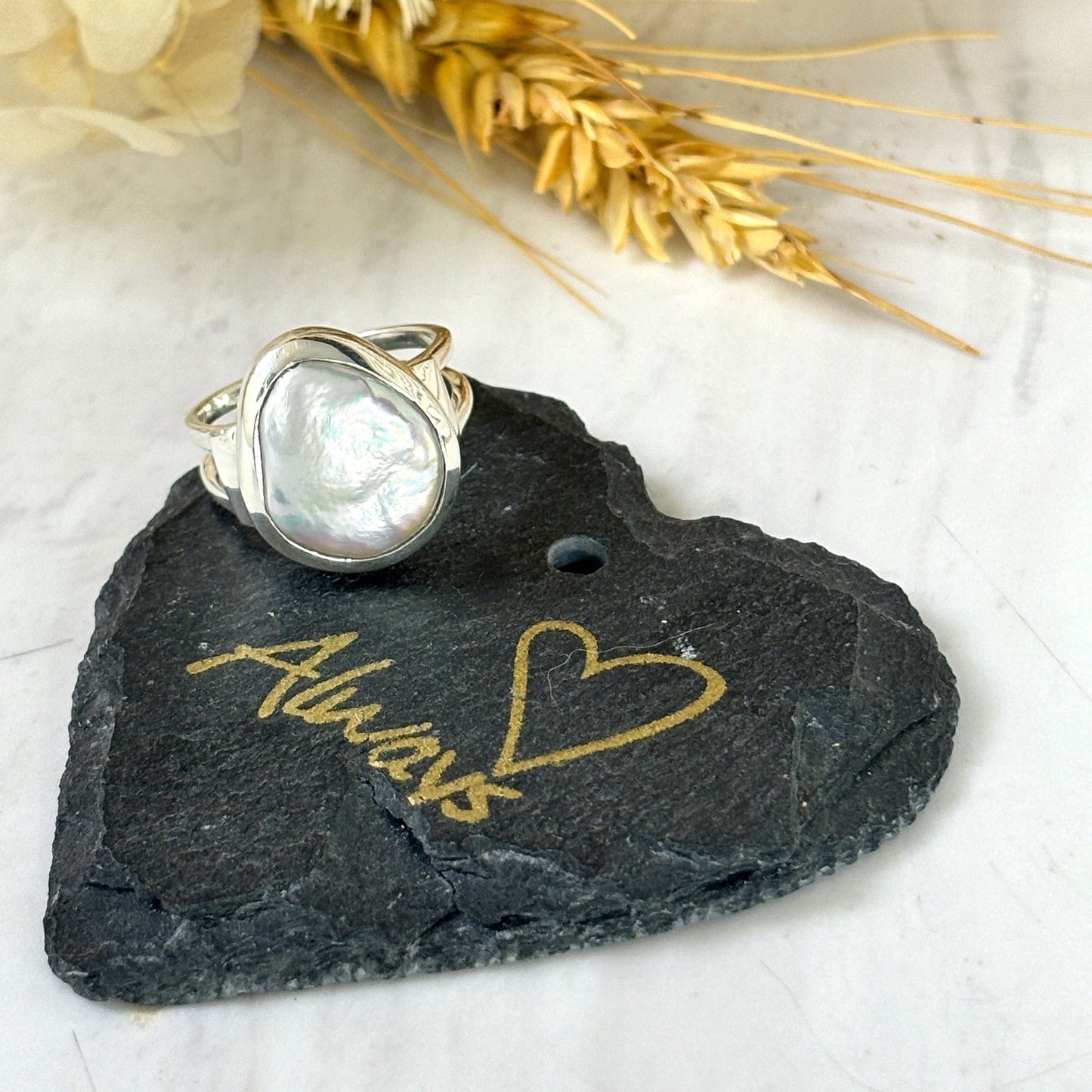 Baroque Pearl Split Band Ring