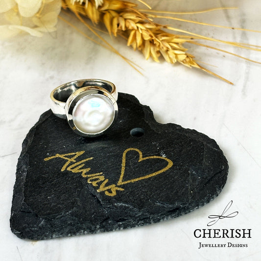 Flat Baroque Pearl Ring