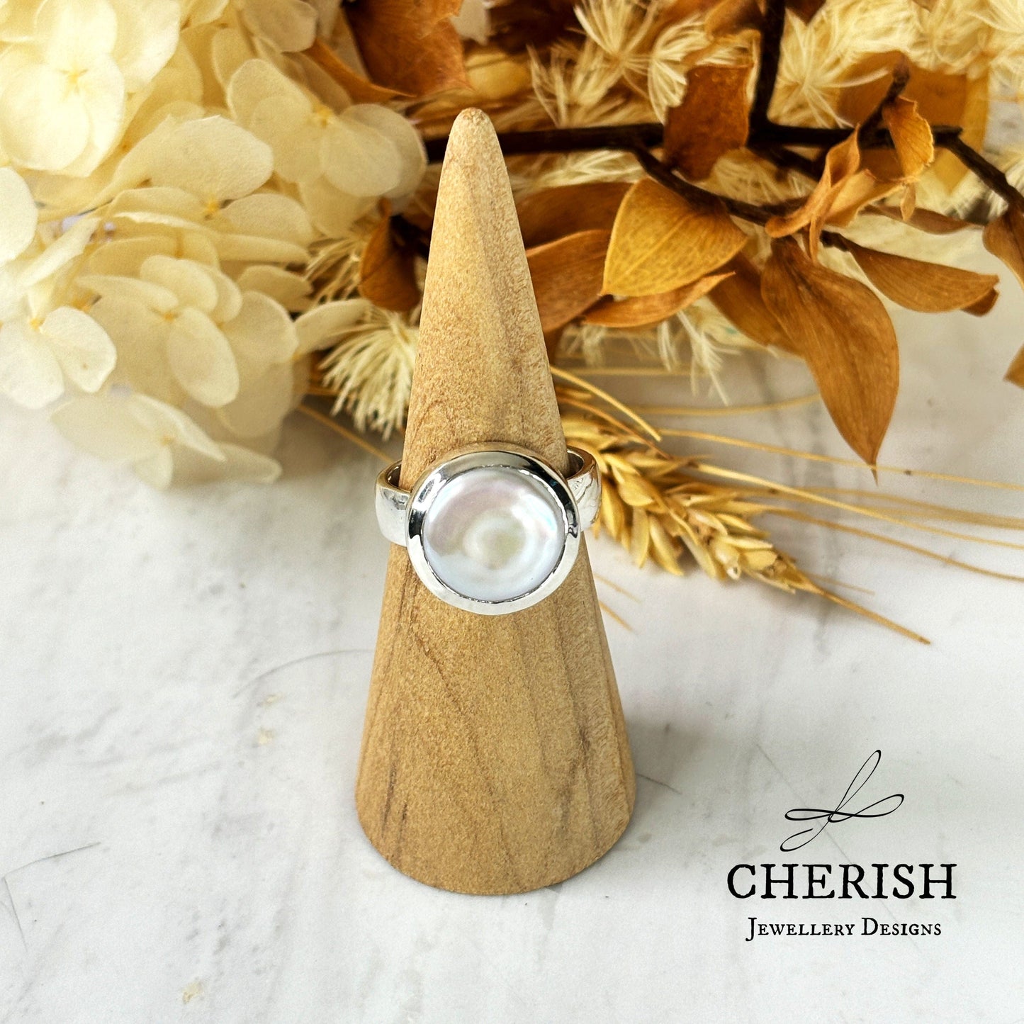 Flat Baroque Pearl Ring