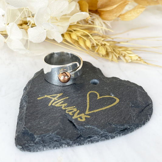 Sterling Silver Band Ring with copper ball detail