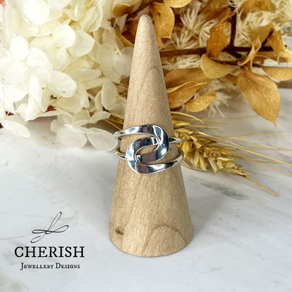 Sterling Silver 2 Loops Intertwined Ring
