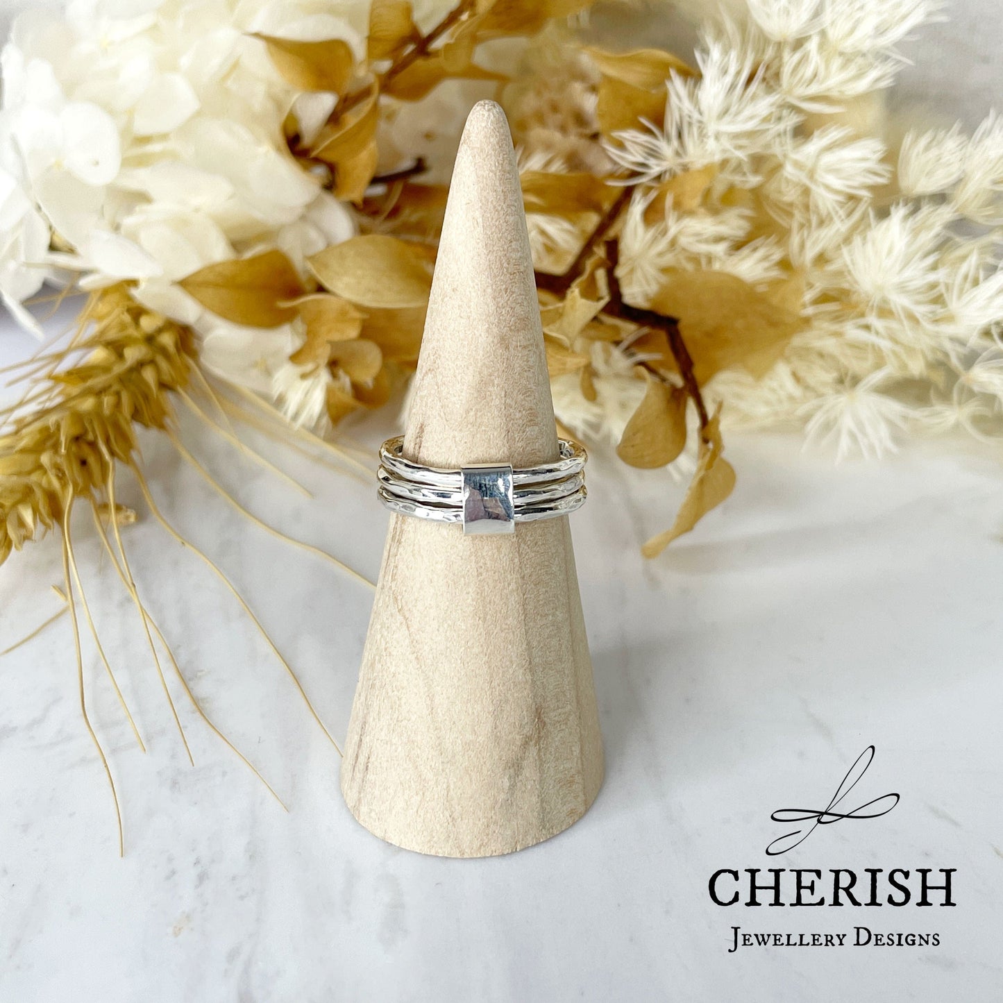 Triple Hammered Ring