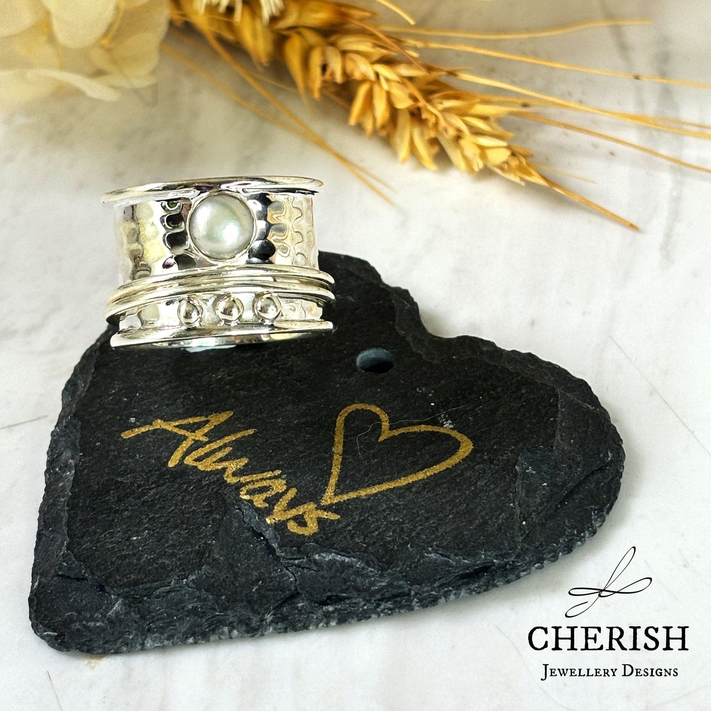 Hope Pearl Spinner Ring