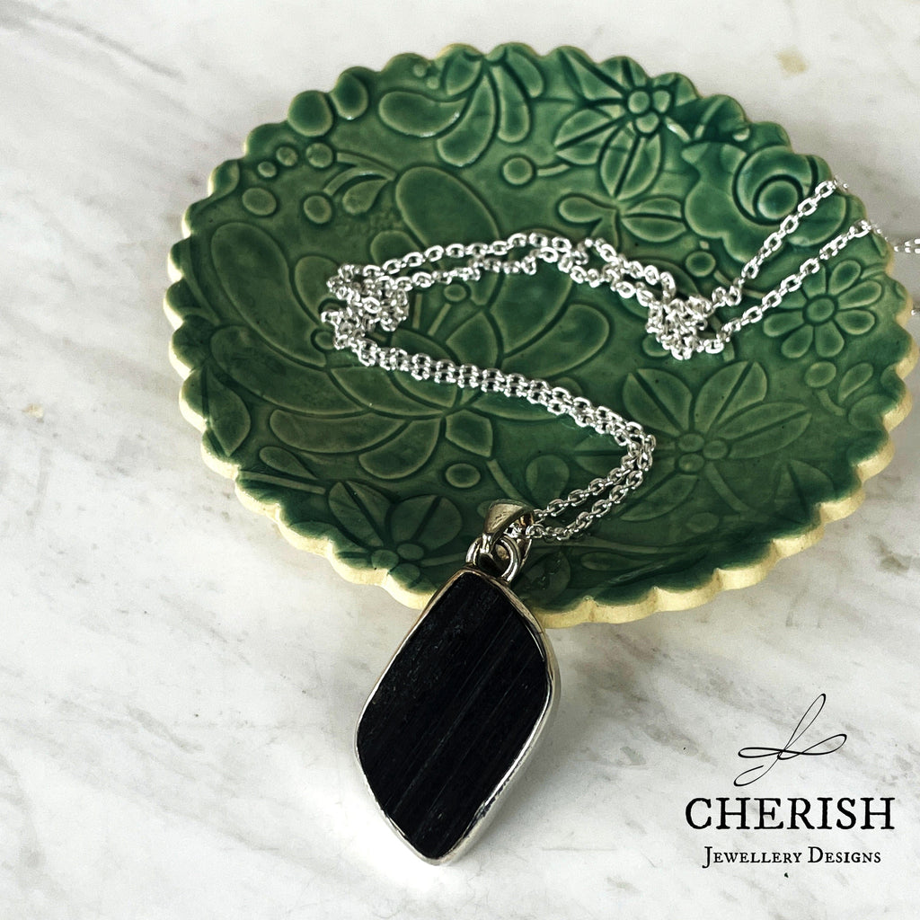 Sterling Silver and Black Tourmaline Pendant