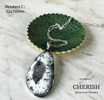 Sterling Silver and Dendritic Opal Oval Pendant