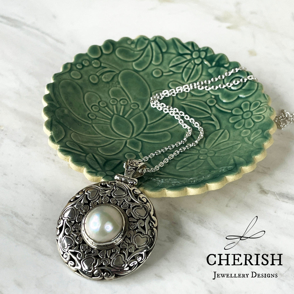 Sterling Silver and Silver Mabe Pearl Pendant