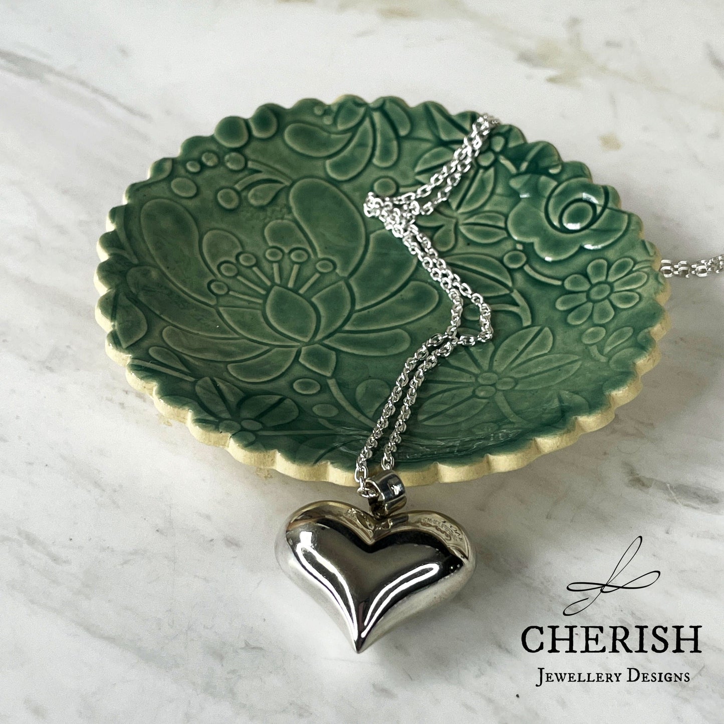 Sterling Silver Puffy Heart Pendant