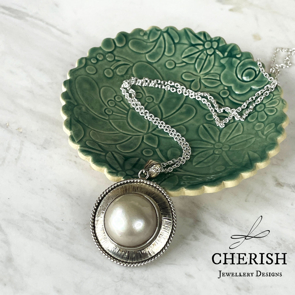 Sterling Silver and White Mabe Pearl Pendant