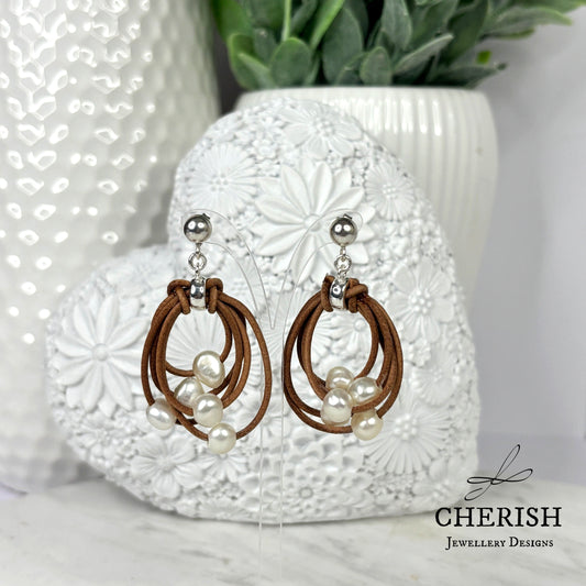 Savannah Leather & Pearl Earrings