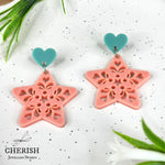 Scandi Snowflake Heart Earrings