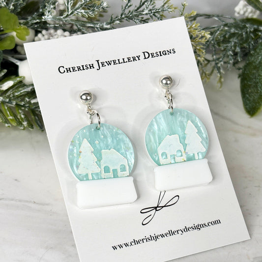 3D Snow Globe Earrings