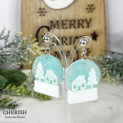 3D Snow Globe Earrings