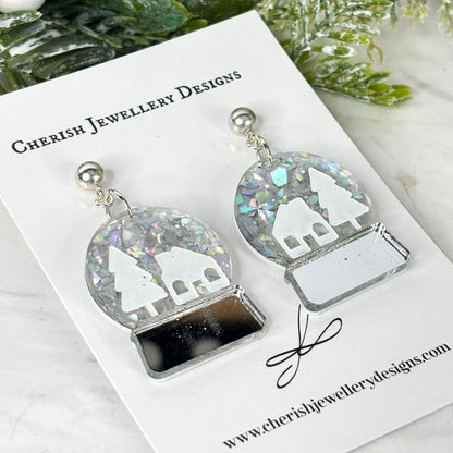 3D Snow Globe Earrings