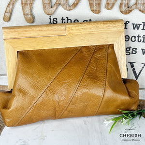 Leather timber clutch