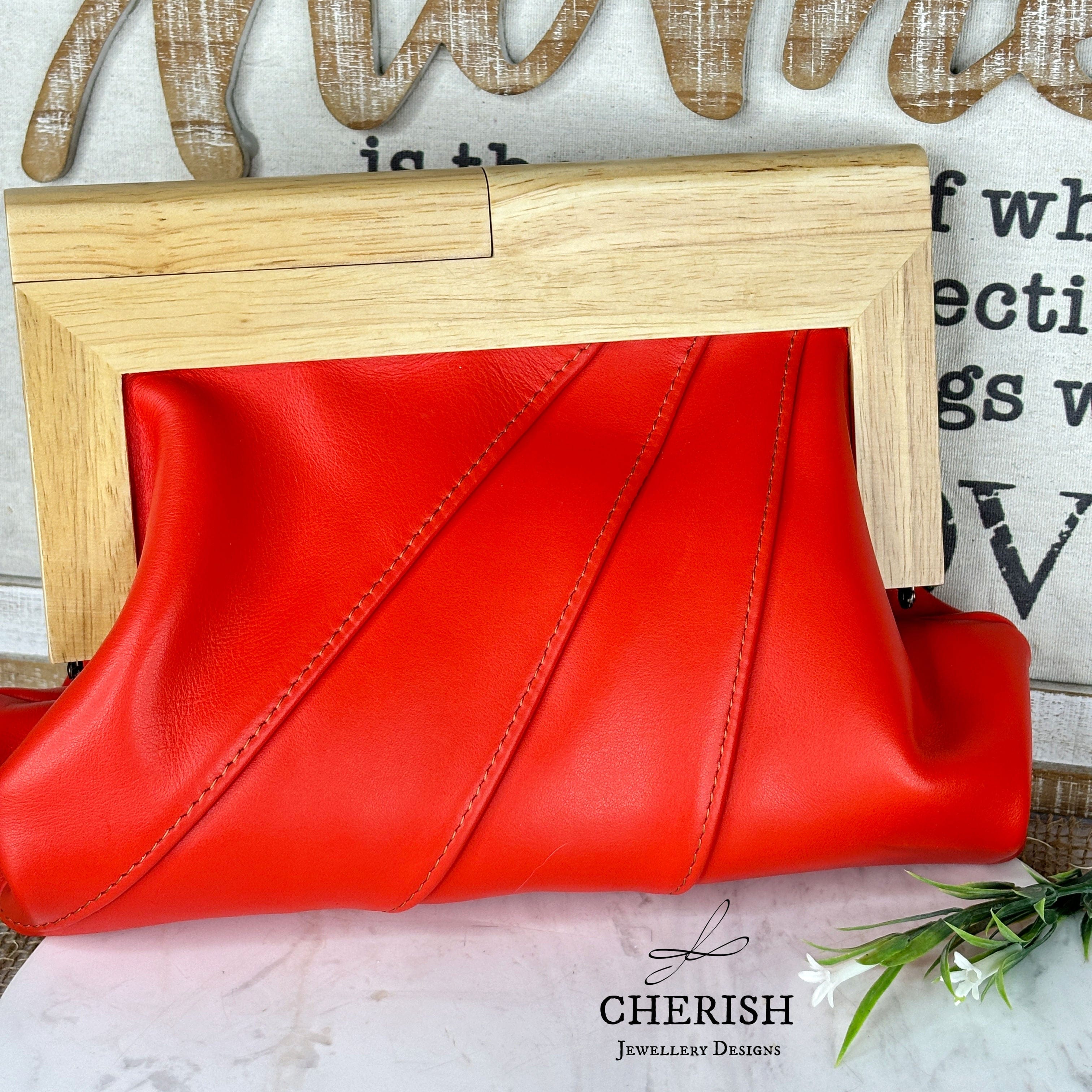 Leather timber clutch