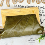 Leather timber clutch