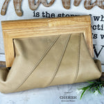 Leather timber clutch