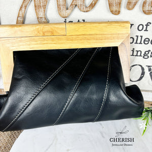 Leather timber clutch