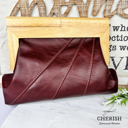 Leather timber clutch