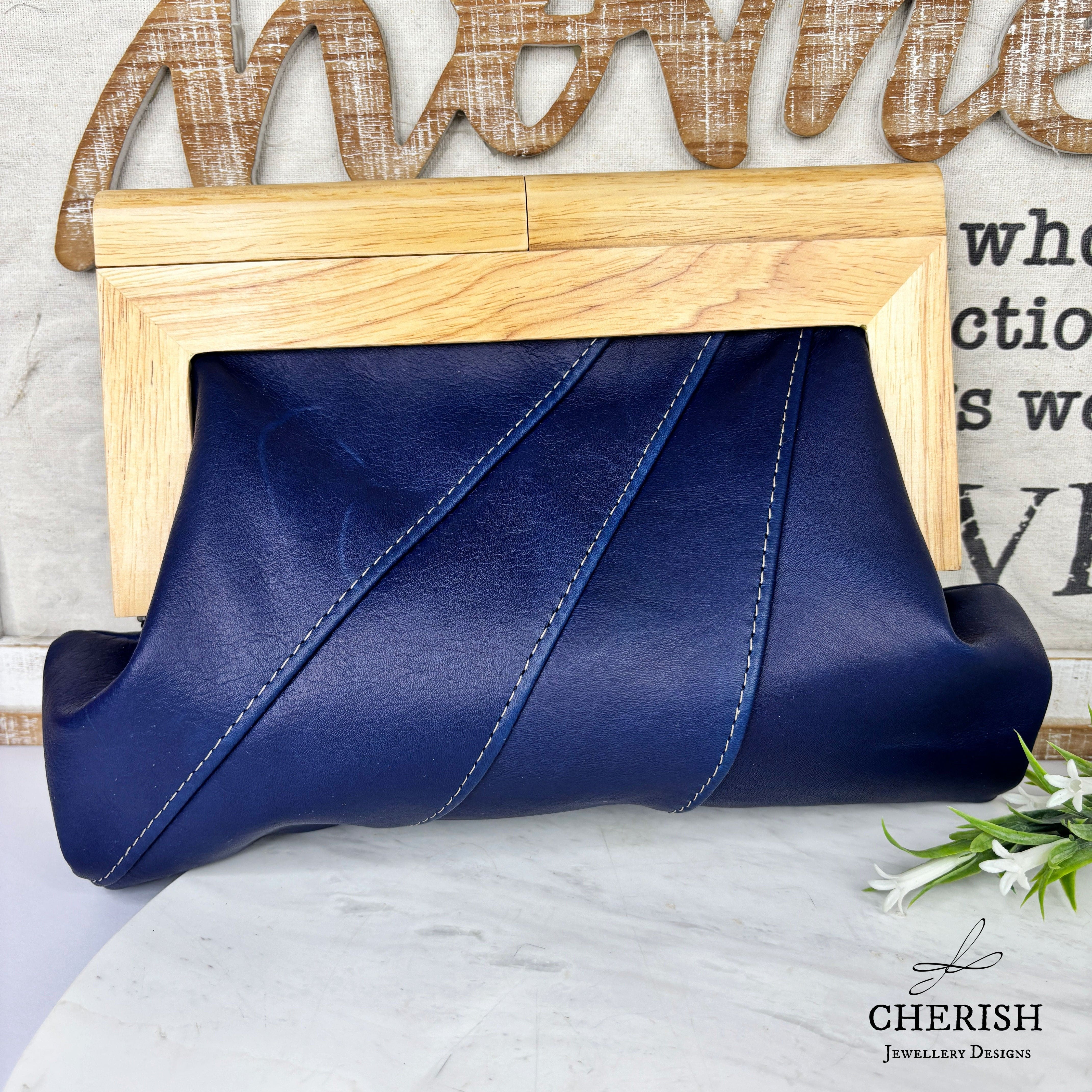 Leather timber clutch