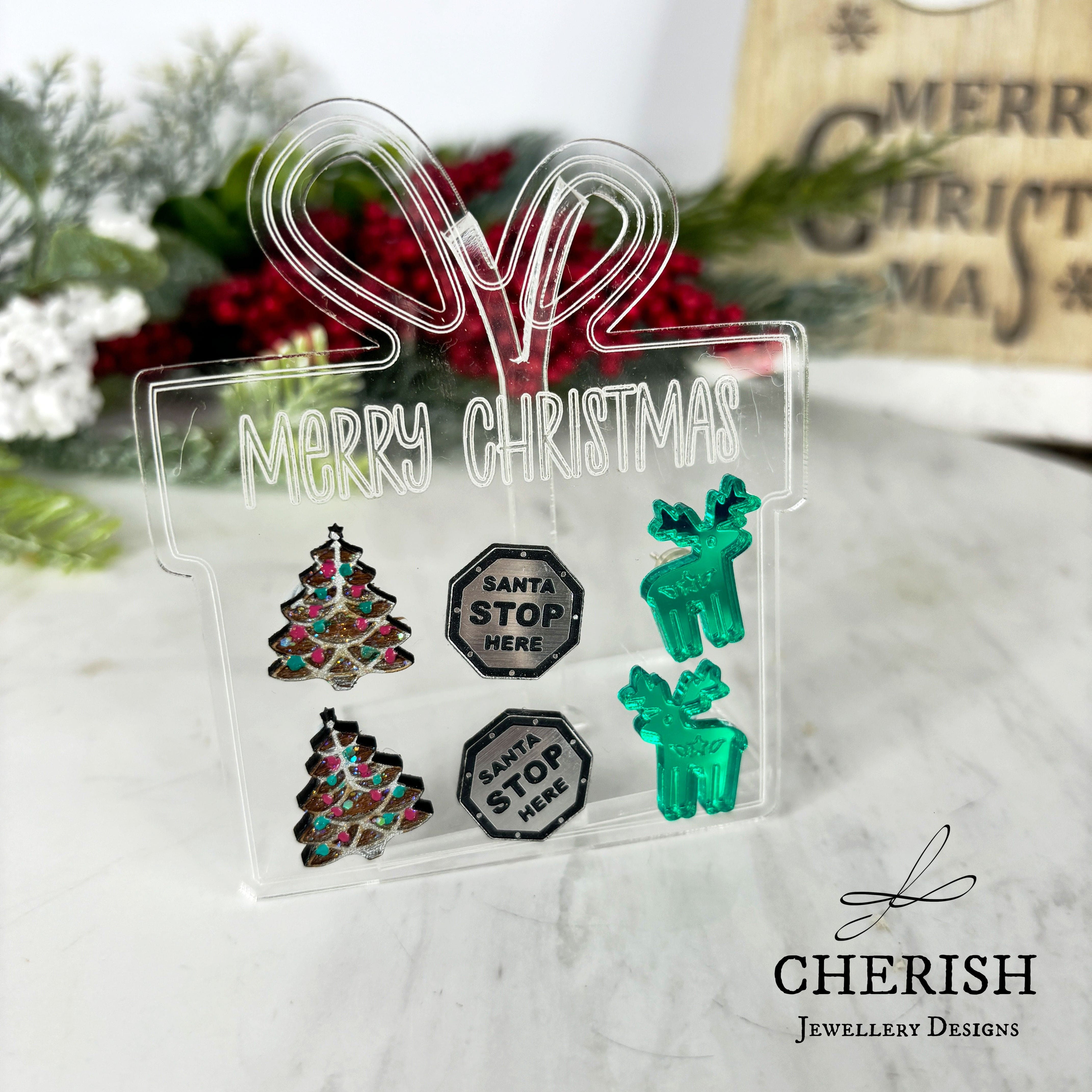 Merry Christmas Present Stud Card