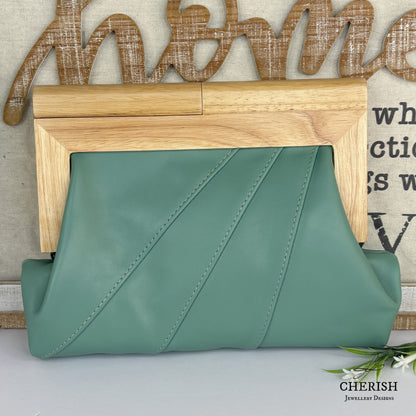 Leather timber clutch