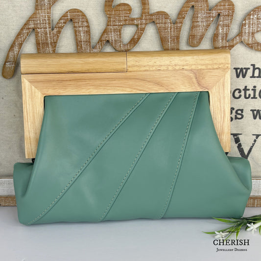 Leather timber clutch