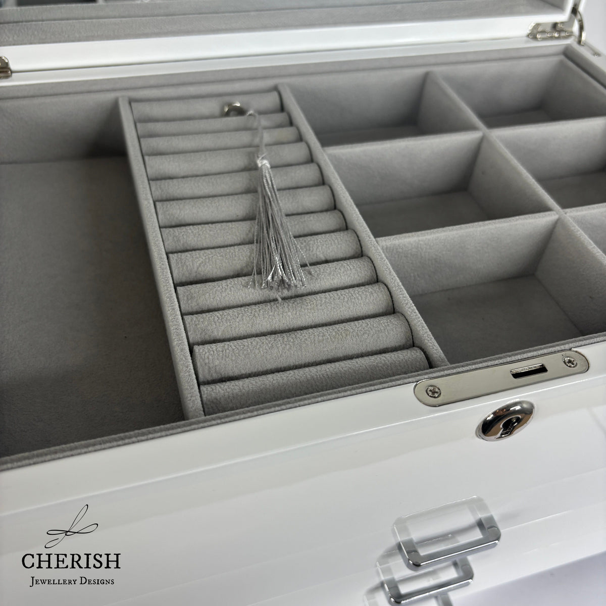 PRE-ORDER: White High Gloss Wooden Jewellery Box