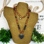 Amara Lava Heart Necklace in Black