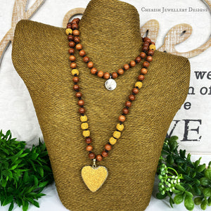 Amara Lava Heart Necklace in Mustard