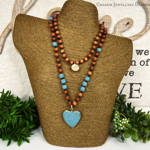 Amara Lava Heart Necklace in Turquoise