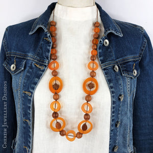 Bayong Wood with Orange Resin Necklace