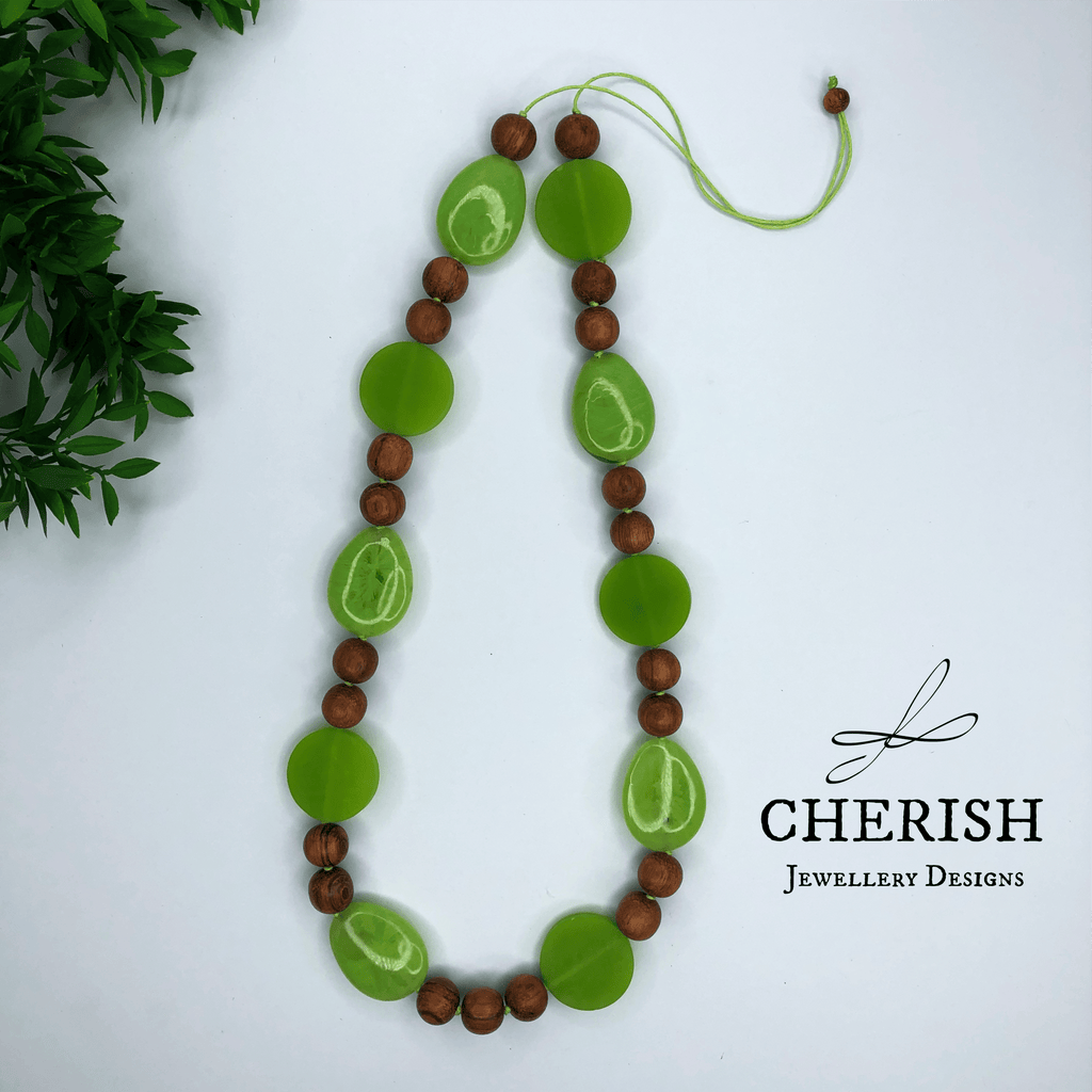 Bayong Wood with Solid Lime Resin Necklace