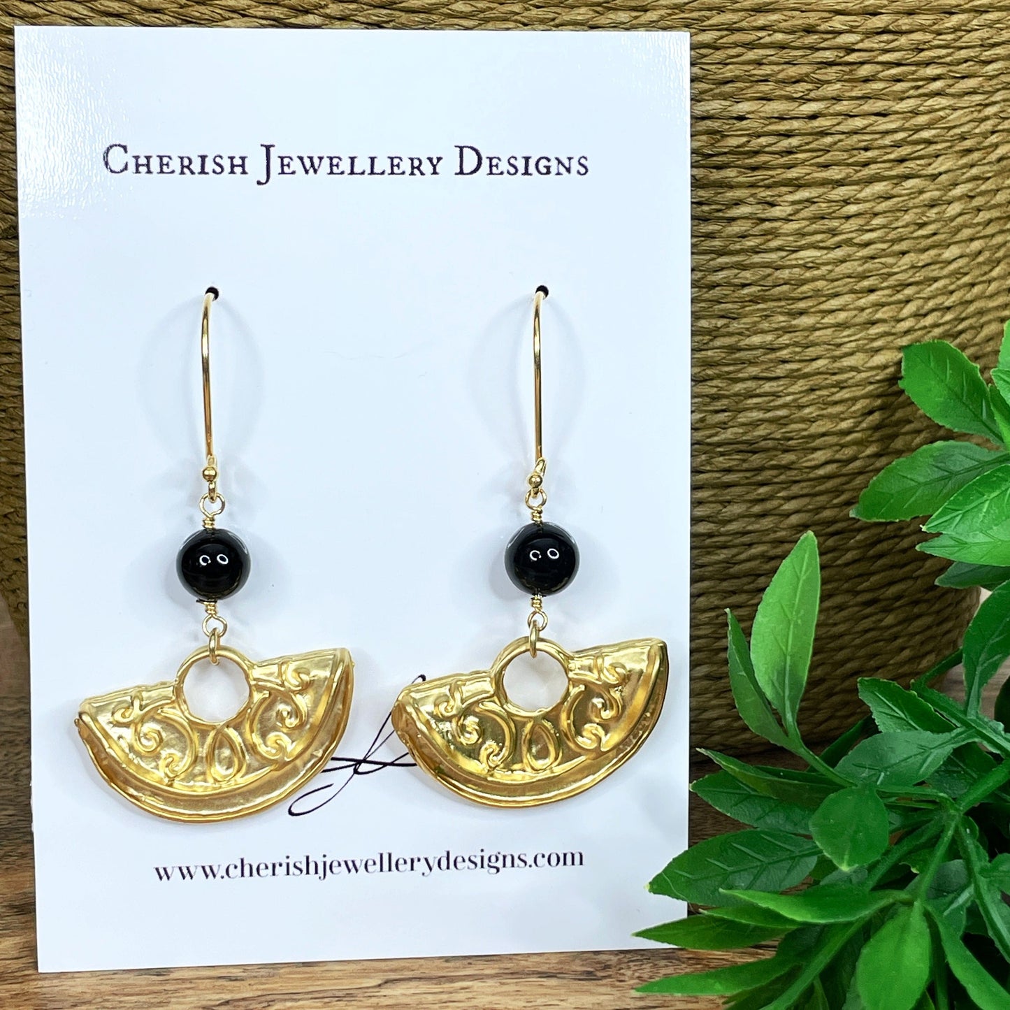 Gold Half Moon Tribal Earrings