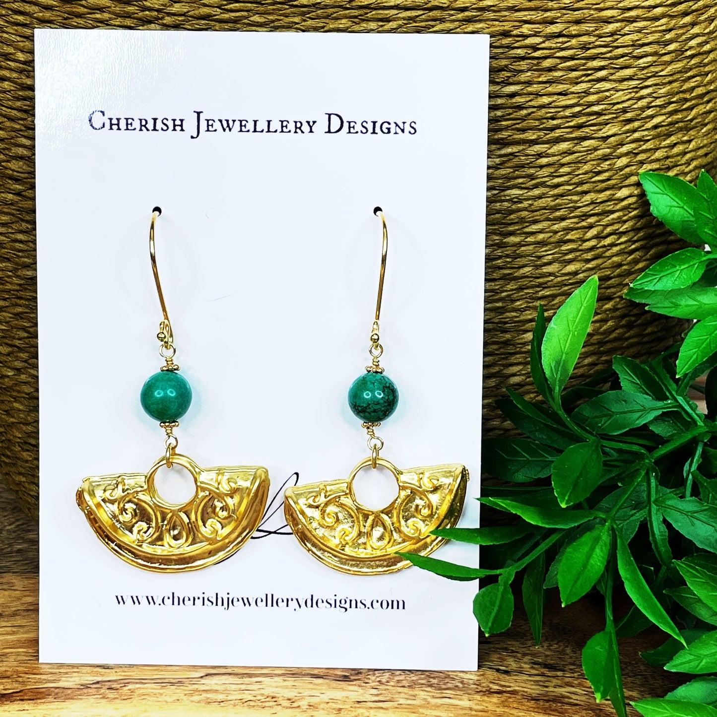 Gold Half Moon Tribal Earrings