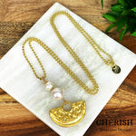 Gold Half Moon Necklace - Pearl
