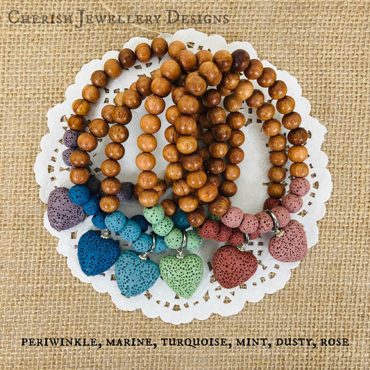 Mini Lava Heart Timber Stretch Bracelet