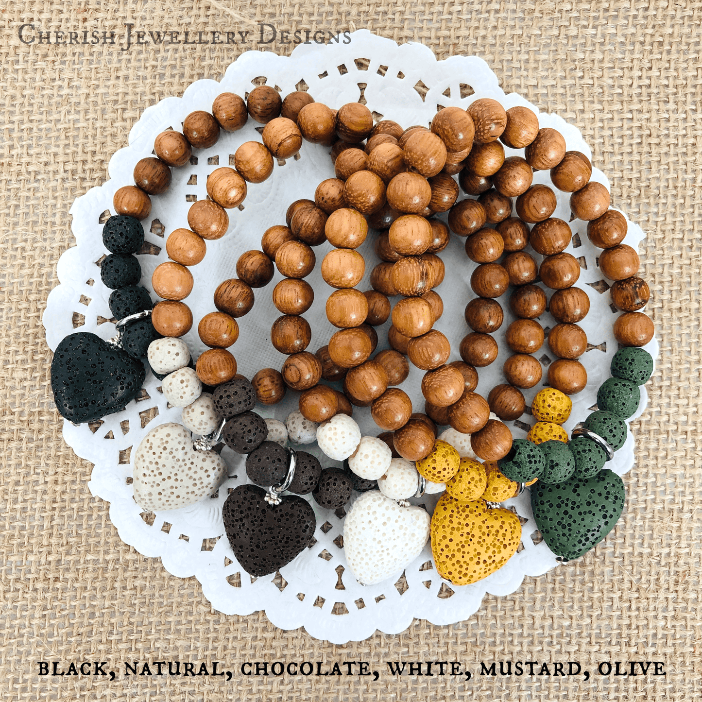 Mini Lava Heart Timber Stretch Bracelet