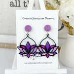 Lotus Stained Glass Earrings - Lavender