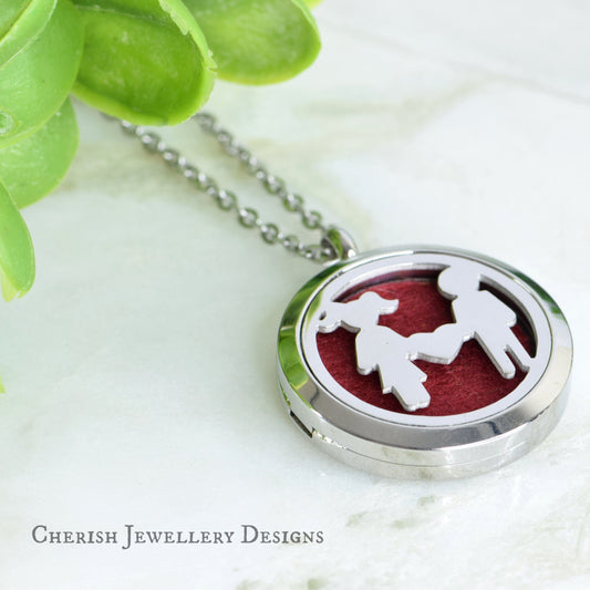 Silver Boy & Girl Aroma Pendant